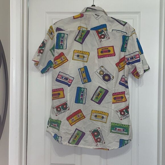 Amongst Others Vintage Inspired Cassette Tape Multicolred Button Down Shirt - Picture 5 of 7